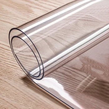 1mm Apvalios PVC Staltiesė Minkšta Stiklo Audiniu Lentelė Padengti Namų Virtuvė, Valgomasis Placemat Vandeniui Oilproof gali Padengti