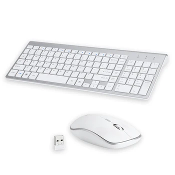 2.4 G Bevielis Klaviatūros ir Pelės Šukos Full Size Keyboard USB Mouse Combo Set For Notebook Laptop KOMPIUTERIO