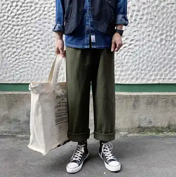 2019 Japonų stiliaus vyriškos Mados prekės ženklo Atsitiktinis Palaidų Pločio Kojų krovinių Kelnės vyrams Balta/juoda/žalia Aukštos kokybės Kelnės M - 2XL