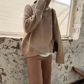 2019 Naujas Triušio Plaukų Džemperis Moterims Megzti Streetwear Puloveriai Golfo Tampus Žiemos Drabužių Moterims
