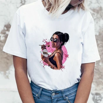 2019 Naujas hipster marškinėliai Moterims mados grožio merginos Spausdinti Harajuku Marškinėlius, O-kaklo trumpomis Rankovėmis Balti marškinėliai Topai Moterų Drabužiai