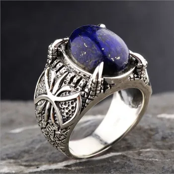2019 Naujas mados gamtos lazuritas vyrų sidabro žiedas s925 sidabro paprasta asmenybė valdinga sidabro žiedas Vyrams vyrų žiedas