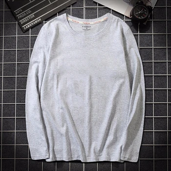 2019 m. Rudenį T shirt Mens Medvilnės ilgomis Rankovėmis Slim T-shirt Vyrai Gryna spalva Aukštos Kokybės atsitiktinis marškinėliai white Plus size 5XL