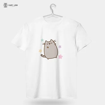 2019 puikus Fat cat marškinėliai moterims Naujas vasaros cute mados trumpomis Rankovėmis t-shirt Balta Plona skyriuje Hipster Marškinėlius Viršūnes drabužiai