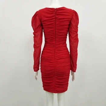 2020 M., Naujas Raudonų Akių Tvarstis Suknelė Vestidos Moterų Sexy Burbulas Ilgomis Rankovėmis Puoštas Bodycon Klubas Įžymybė Vakare Šalis Mini Suknelė