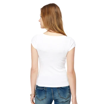 2020 Naujų korėjos Mados marškinėliai U - Apykaklės Medvilnė Seksuali Moteris Top Juoda Balta kieta medžiaga, O-Kaklo Moterų marškinėliai