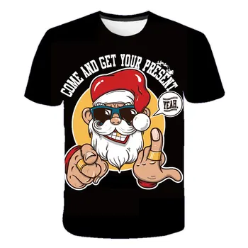 2020 kalėdų t shirts Santa Claus negabaritinių marškinėlius 6-19 Y berniukų, mergaičių marškinėliai 3d spausdinimo Juokinga Naujųjų Metų Drabužių 6T-5XL