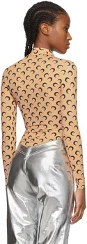2020 m. Rudenį Klasikinis Madingo Prekės ženklo Luxry Dizaino Mėnulis Spausdinti Dugno Marškinėliai Stovėti Apykaklės Slim Long Sleeve T-shirt M2