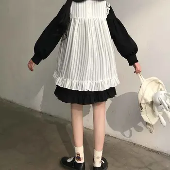 2020 m. Rudenį Naujų Japanese Lolita Stiliaus Moterims, 2 Vnt Mini Suknelė Peter Pan Apykaklės Raukiniai Suknelė Mielas Kawaii Cosplay Mergina Suknelės