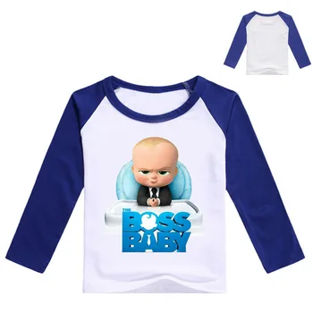 2020 m. Rudenį Vaikų Naujas Bosas Kūdikių Atspausdintas T-Shirt Visas rungtynes, Pečių Spalvotų Long Sleeve T-Shirt berniukai grafinis tee