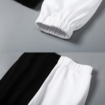 2020 m. aukštos juosmens black&white kratinys sportiškas haremo kelnės rudens žiemos moterys prarasti atsitiktinis sportiškas streetwear kelnės