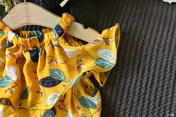 2020 metų Vasaros Mergaitės Mados Šifono Suknelė Nemokamai Skrybėlę Šviežių Atostogų Stilius Vaikų Gėlių Suknelė Vaikų Drabužiai