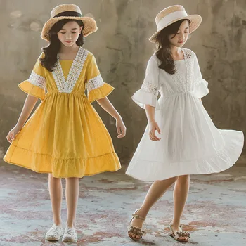 2020 metų Vasaros Naują Atvykimo Mergaičių Suknelės Mielas Blyksnius Rankovės Princesė Suknelės Mergaitėms Mados Tuščiaviduriai Iš Kūdikių, Mergaičių Suknelės, #8378