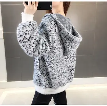 2020 nauja rudens ir žiemos moterų korėjos versija leopard megztinis moteriški audinės aksomo striukė megztas megztinis