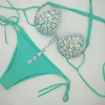 2020 venera atostogų naujausia seksuali bikini komplektas kalnų krištolas maudymosi kostiumėliai, kutai diamond maudymosi kostiumą, vasarą bling akmenys paplūdimio