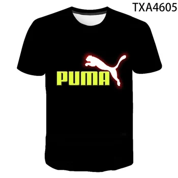2021 Naujas Mados Prekės ženklo Gražus vyriški Puma 3D Atspausdintas T-shirt trumparankoviai Viršuje Atsitiktinis Sporto marškinėliai Berniukams ir Mergaitėms