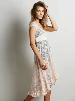 2021 karšto pardavimo didelių gėlių nėrinių modelio ilgų karštų suknelė trumpomis rankovėmis tuščiaviduriai iš sexy nėrinių suknelė vasaros nereguliarus nėrinių suknelės
