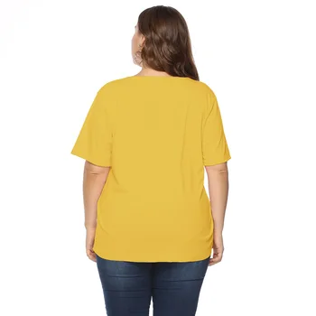 2021 naujas vasaros plius dydis viršūnes moterų didelės trumpas rankovės prarasti atsitiktinis tuščiaviduriai dėmesį, O kaklo T-shirt rožinė geltona 4XL 5XL 6XL 7XL