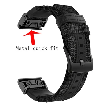 26mm Nailono odinis dirželis žiūrėti Garmin Fenix 6X 5X 3 3HR smart watch priedai apyrankę, diržą 26mm greito atleidimo tinka juosta