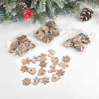 27PCS Kalėdų Medžio Ornamentu Turas Širdyje, Star Wood Išpjovą Medienos Embellishment Mielas Mažas Kalėdų Medžio Dekoro Pakabučiai