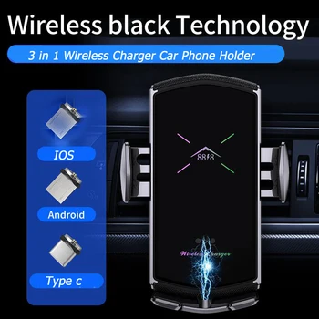 3 In1 Magnetinio Belaidis Kroviklis Automobilinis Telefono Laikiklis iPhone Samsung Mount Turėtojas Telefono Automobilių Ląstelių Mobiliojo Telefono Laikiklis Stendas