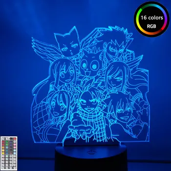 3D Anime Naktį Šviesos diodų (LED) FAIRY TAIL Komanda Anime Pav Naktį LED Lempa Namų Dekoro 3D Iliuzija Lempos Dovana, Šviesos, Vaikams, Vaikas