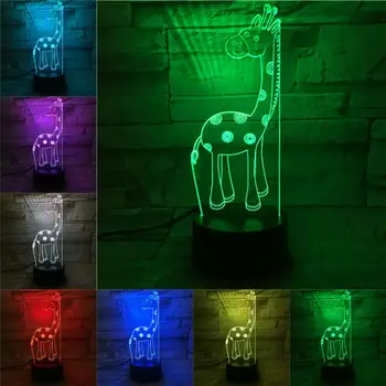 3D LED Lempa, Skaidri Akrilo Naktį Šviesos USB Palieskite Jutiklio Vaikų Mielas Animacinių filmų Žaislas Gyvūnų Spalvotų Lempa, Stalas Vaikams Metu