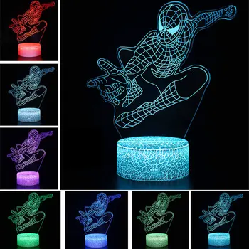 3D LED Lempos Spalvinga naktinė lempa Voras Veiksmų Skaičius, žmogus-Voras 
