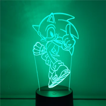3D LED Nakties Šviesos Žaidimas Sonic The Hedgehog Pav Touch Lempos Akrilo Regėjimo Iliuzija Šviesos Miegamojo Puošimas Lamparas Baby Vaikų Dovanų