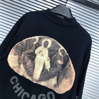 3D Putos Spausdinimo JĖZUS YRA KARALIUS, T-marškinėliai Vyrams, Moterims, 1:1 Aukštos Kokybės Trišakis Atgal Čikagos Medvilnės Kanye West Viršūnes Tee
