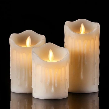 3Pcs Juda Viko Flameless Mirgėjimas Žvakės, kurių Laikmatis Nuotolinis Valdymas LED Žvakės
