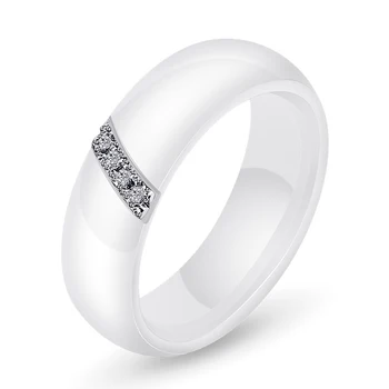 3mm Pločio Balta ir Juoda Keraminiai Moterų Žiedai Kuponai Žiedas su Kristalais Mados Vestuvės Vestuvinis Žiedas