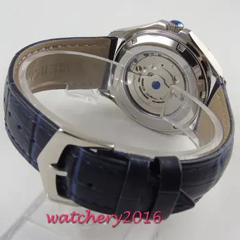 40mm BLIGER blue black dial sapphire kristalas data mechaninė aikštėje mens watch