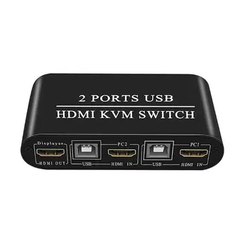 4K High Definition HDMI suderinamus KVM Jungiklis 2-Port USB Vadovas Switcher Dėžutės, Klaviatūros, Pelės Splitter