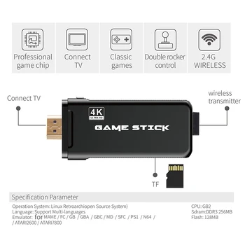 4K TV Vaizdo Žaidimų Konsolės Pastatytas 3000/10000 Klasikinis Šviesą grąžinantys Žaidimai 2.4 G Dual Belaidžio ryšio Valdiklis, Skirtas PS1/GBA HDM TV Žaidimų Konsolę