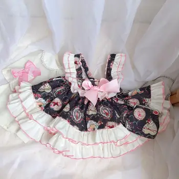 4PCS Baby girl drabužiai ispanijos Girls lolita Princess dress spausdinti susiuvimo suknelė Gimtadienio Krikštynų Suknelė mergina Y2682