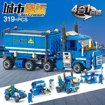 4Pcs/daug Miesto Krovininio Modelio Plytų Savivartis Sunkvežimis Automobilio Statyba Blokai, Rinkiniai Rinkinį Švietimo Žaislai Vaikams