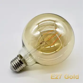4pcs/daug Retro Edisonas, Kaitinamosios Lemputės G95 E27 6W Bombillas 220V-240V Derliaus Lempos 2700K /4000KGold Stiklo Lemputės, Namų Puošybai