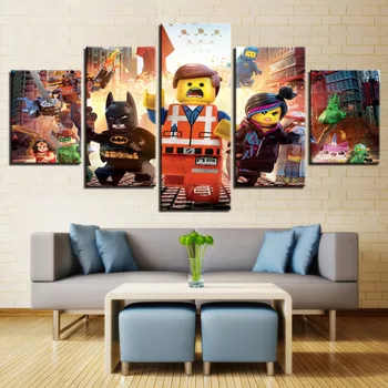 5 Vienetų Lego Filmų Vaikams Drobės Plakatas Sienos Meno Modulinės Nuotraukas, Namų Dekoro Sienos Nuotraukas Kambarį Naftos Cuadros Decoracion