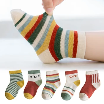 5 poros daug kūdikių trumpas medvilnės vasarą kojinės bamblys berniukai mergaitės akių plonas juokinga vaivorykštė kojinių, vaikas, vaikas, kūdikis, spalvinga dryžuotas kojines
