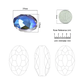 50pcs Briaunuotas, Padengtą Briaunotas Ovalo formos Galvijų Akys Austrijos kristalų, stiklo karoliukų pasiūla 16*20mm Papuošalai apyrankės Padaryti 