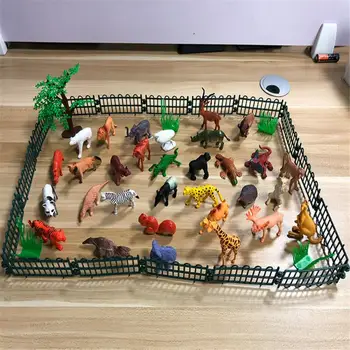 53pcs/set Mini Gyvūnų Pasaulyje Zoologijos sodas Modelio Paveikslas Veiksmų Žaislas Veiksmų Skaičiai Realūs Miško Smulkių Gyvūnų švietimo Šalies žaislas