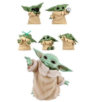 5VNT Star Wars Kawaii Kūdikių Yoda Veiksmų Skaičius, Lėlės PVC Miniatiūriniai Žaislai Į Mandalorian Yoda Figuras Lėlės Žaislas Dovanos Vaikams