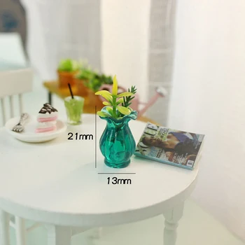 5vnt Vaza+gėlių Lėlių Miniatiūros 1:12 Spalvingų Mini Keramikos Puodą Rankų darbo Lėlės Namas Virtuvėje Keraminės PASIDARYK pats Dekoras