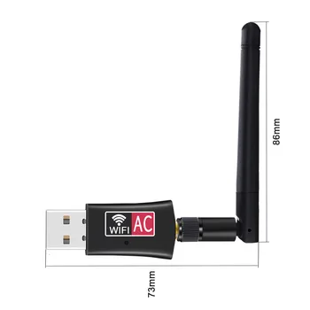 600 Mbps USB 2.4/5 ghz Dual Band Wireless WiFi 802.11 AC Tinklo Adapteris w/Antenna
