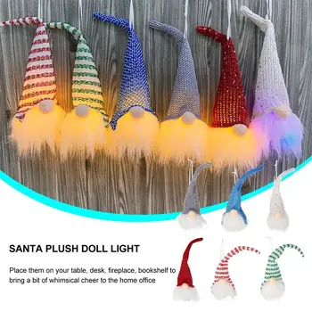 6Pcs Kalėdų Gnome Santa Pliušinis Lėlės LED Šviesos Papuošalas Kabo Medžio Apdaila Kalėdų Šalis 