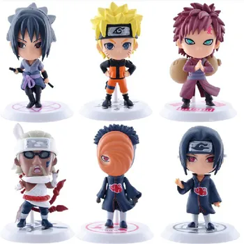 6Pcs/set 7cm Naruto Veiksmų Skaičius, Sasuke Naruto Uzumaki Statulėlės Anime PVC Lėlės Modelio Surinkimo Vaikams, Kūdikiams, Vaikams, Žaislų, Dovanų