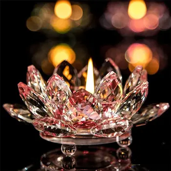 7 Spalvų Krištolo, Lotoso Gėlė, Žvakė Arbatos Šviesos Turėtojo Budistų Žvakidė Vakarėlių Ir Vestuvių& Gimtadienio Draugui, Kaip Dovaną 1206