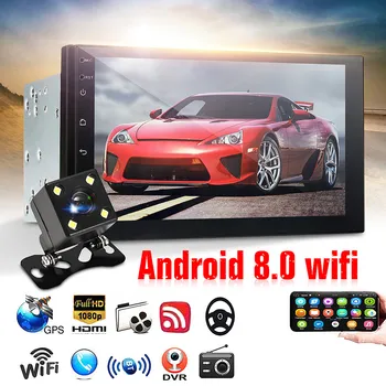 7inch Automobilio Radijo 2Din Android 8.0 1+16G daugialypės terpės Grotuvas, GPS, WIFI, Bluetooth Grotuvas su Galinio vaizdo Kamera Toyota Volkswagen