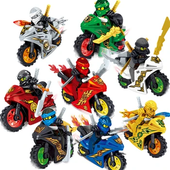 8pcs/set Ninja ＆ Kietas Motociklas Su Ginklų Temą Vaikų Ankstyvojo Ugdymo Duomenys Rinkiniai Plytų Žaislai Vaikams Dovanų